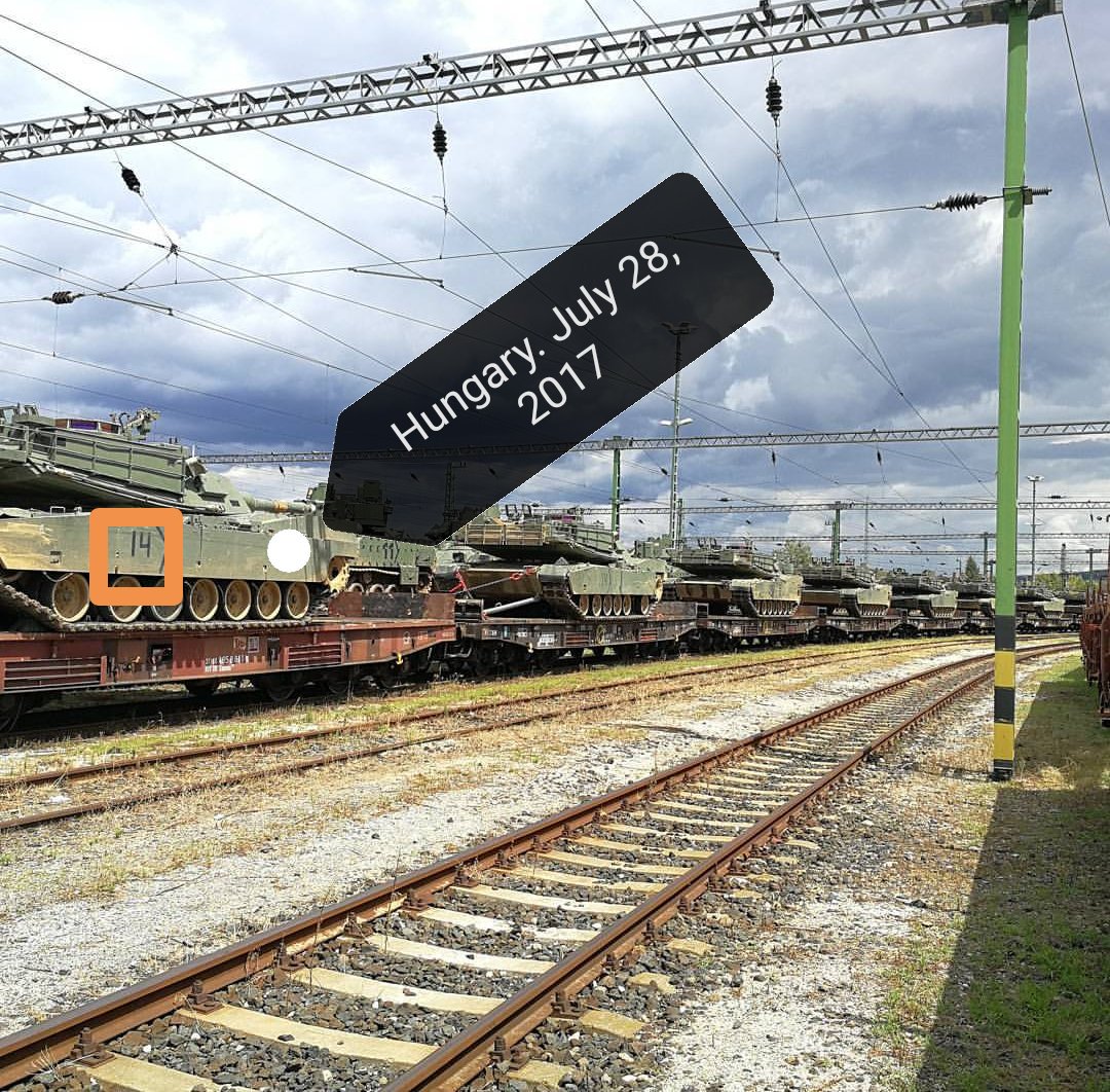 M1 Abrams tanks matching Number 14 spotted today between Nowy Sącz and Krosno, Poland near the border with Ukraine