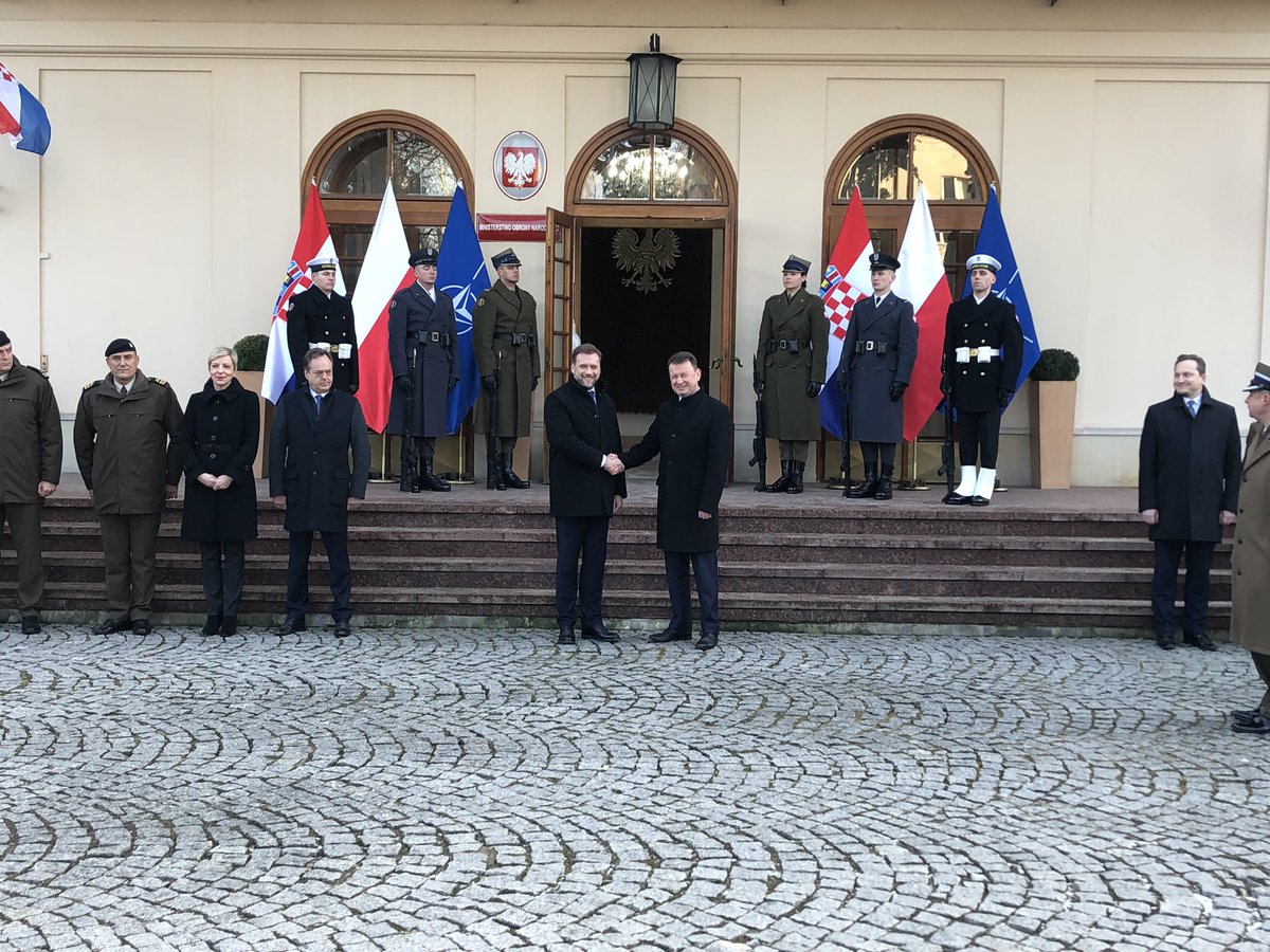 The meeting of the minister @mblaszczak Poland with Mario Banožić, Minister of Defence of Croatia has started. The ministers will discuss the issues of  military cooperation within NATO and the EU and  security situation in the region