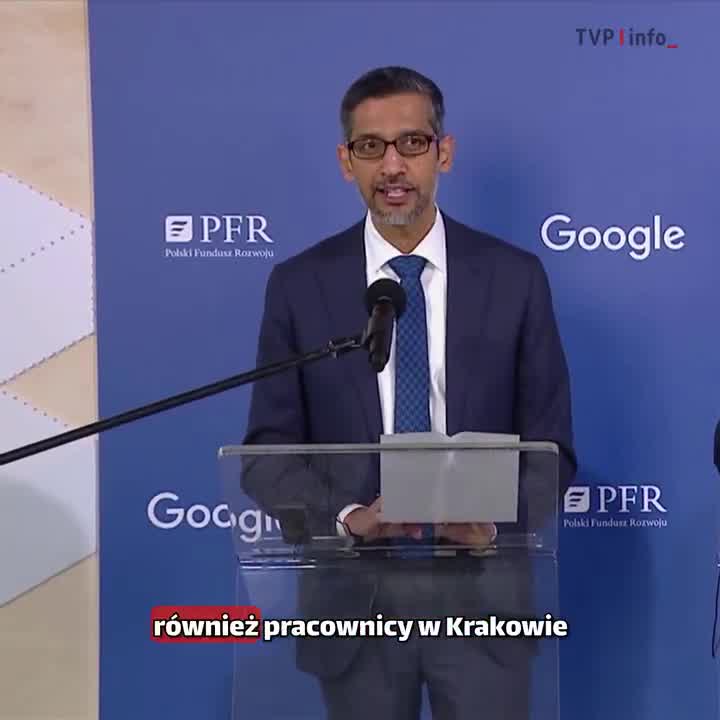 Podpisujemy memorandum w sprawie wykorzystania sztucznej inteligencji w dziedzinach energetyki, cyberbezpieczeństwa i innych - oświadczył w Warszawie szef Alphabet i Google Sundar Pichai po spotkaniu z premierem @donaldtusk. Zakładamy że w ten sposób przyczynimy się do wzrostu polskiego PKB o 8 proc.