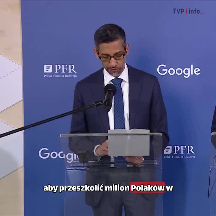 Podpisujemy memorandum w sprawie wykorzystania sztucznej inteligencji w dziedzinach energetyki, cyberbezpieczeństwa i innych - oświadczył w Warszawie szef Alphabet i Google Sundar Pichai po spotkaniu z premierem @donaldtusk. Zakładamy że w ten sposób przyczynimy się do wzrostu polskiego PKB o 8 proc.